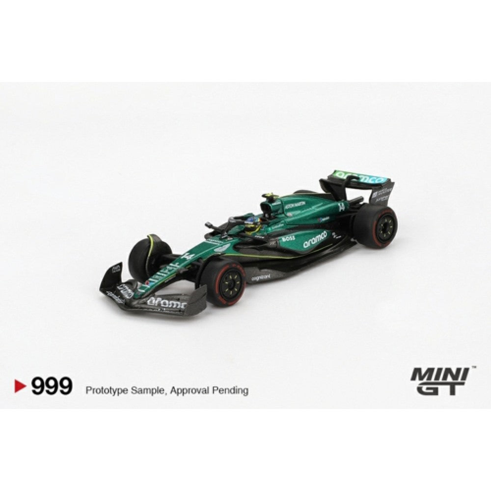 1:64 MINI GT MGT00999-BL ASTON MARTIN AMR24 NO.14 FERNANDO ALONSO 2024 F1 2024 BAHRAIN GP BLISTER PACKAGING