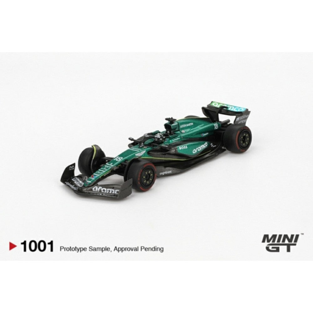 1:64 MINI GT MGT01001-BL ASTON MARTIN AMR24 NO.18 LANCE STROLL 2024 F1 2024 BAHRAIN GP BLISTER PACKAGING