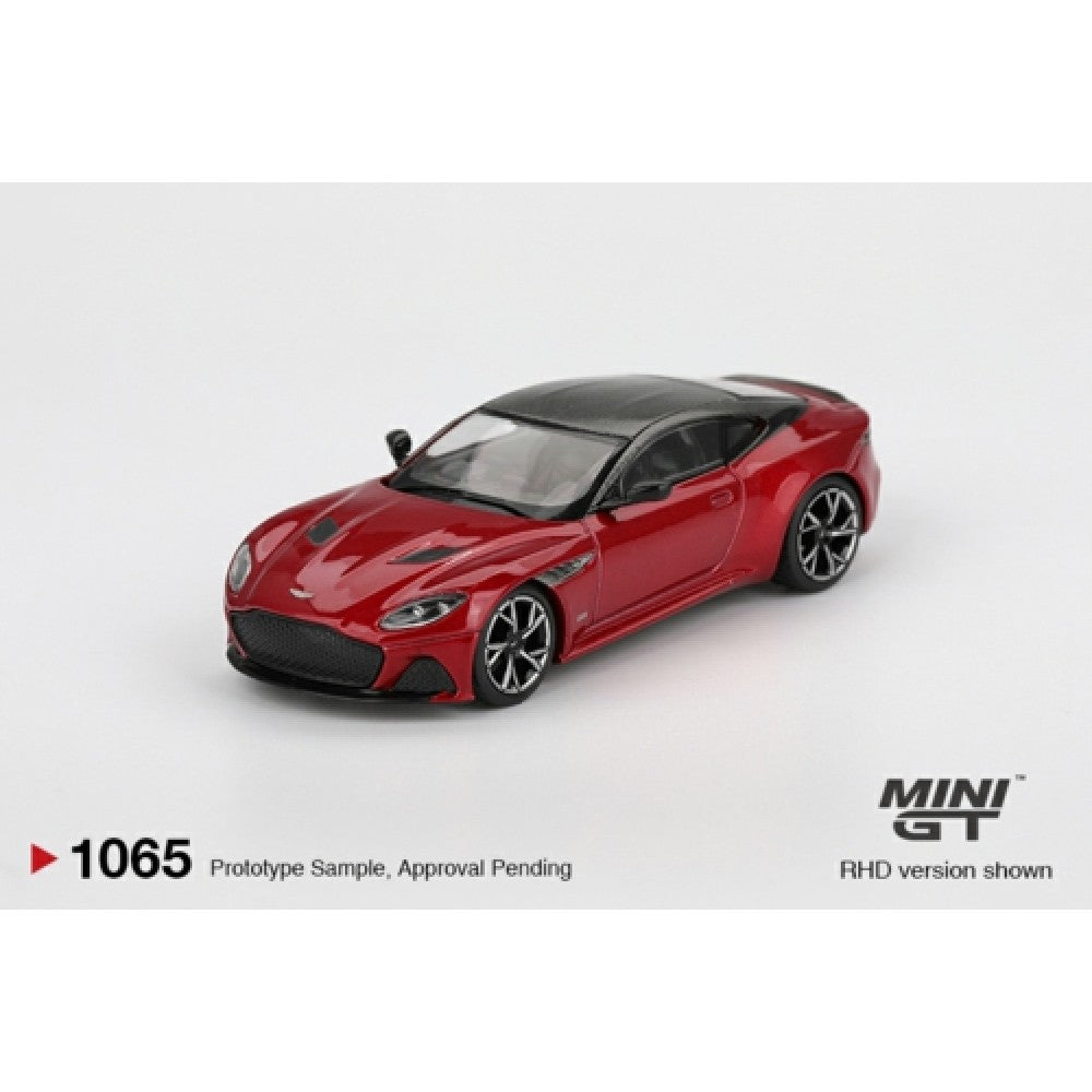 PRE ORDER STOCKS DUE NOVEMBER / DECEMBER 2025 1:64 MINI GT MGT01065-BL ASTON MARTIN DBS HYPER RED (LHD) BLISTER PACKAGING