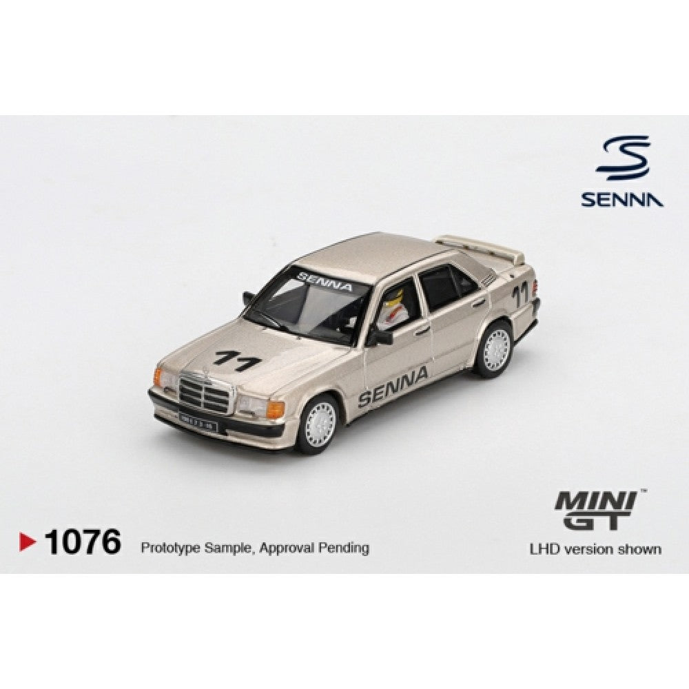 PRE ORDER STOCKS DUE DECEMBER 2025 / JANUARY 2026 1:64 MINI GT MGT01076-L MERCEDES-BENZ 190 E 2.3-16 NO.11 AYRTON SENNA 1984 NURBURGRING RACE OF CHAMPIONS WITH FIGURE (LHD)