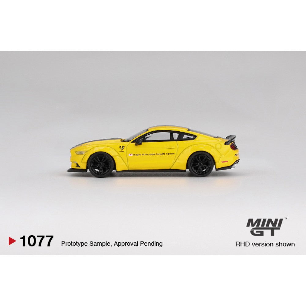 LB-Works Ford Mustang Triple Yellow (LHD) Blister Packaging 1:64 Mini GT Model Car (MGT01077-BL)