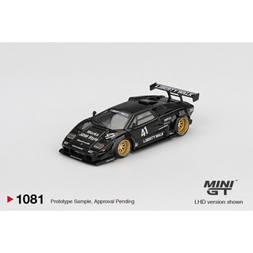 PRE ORDER STOCKS DUE DECEMBER 2025 / JANUARY 2026 1:64 MINI GT MGT01081-BL LAMBORGHINI COUNTACH LB-WORKS BLACK (LHD) BLISTER PACKAGING