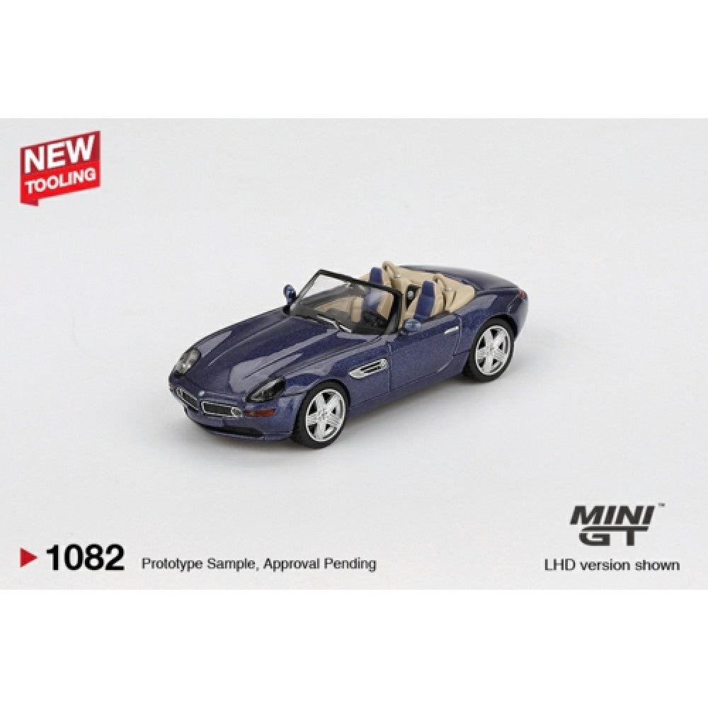 PRE ORDER STOCKS DUE DECEMBER 2025 / JANUARY 2026 1:64 MINI GT MGT01082-L BMW Z8 ALPINA ALPINE BLUE (LHD)