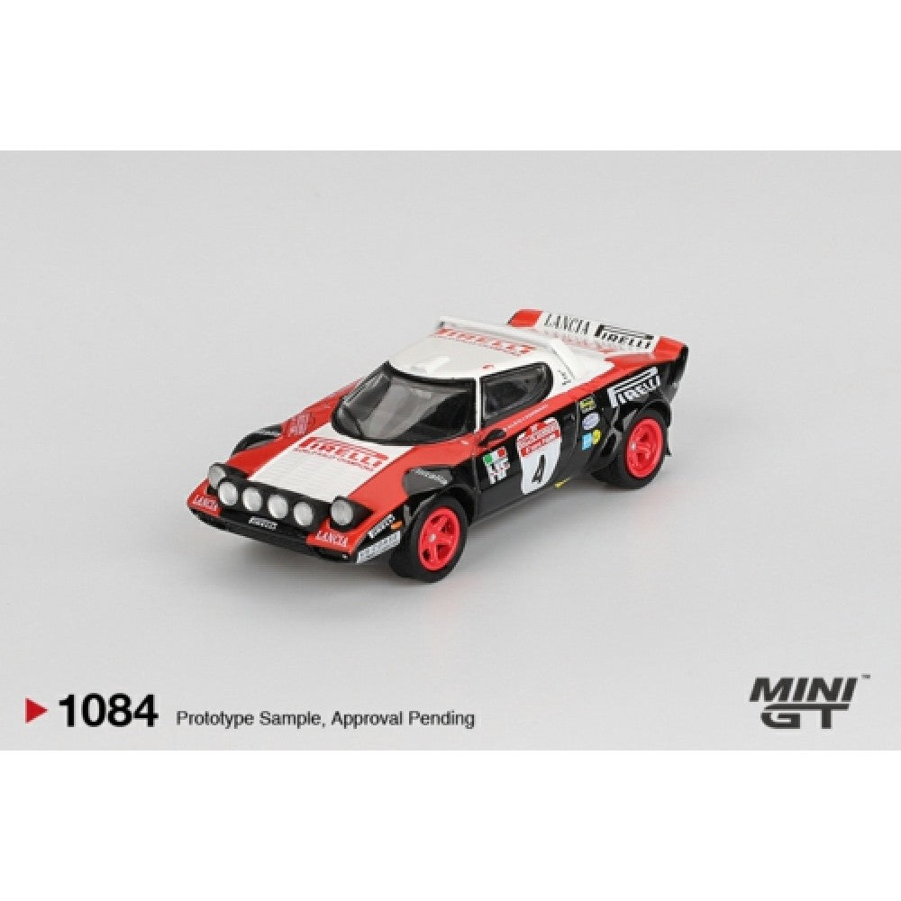 PRE ORDER STOCKS DUE JANUARY / FEBRUARY 2026 1:64 MINI GT MGT01084-L LANCIA STRATOS HF NO.4 1978 RALLY SANREMO WINNER (LHD)