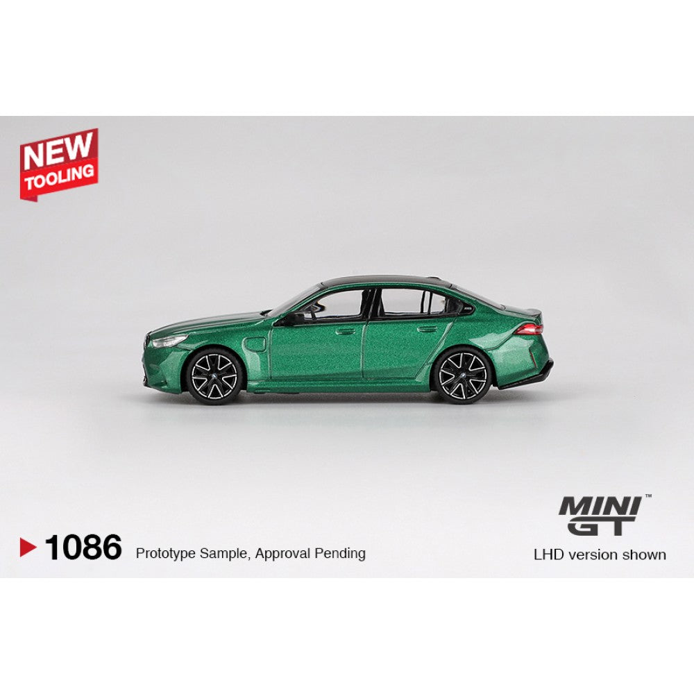 BMW M5 (G90) Isle of Man Green Metallic (RHD) 1:64 Mini GT Model Car (MGT01086-R)