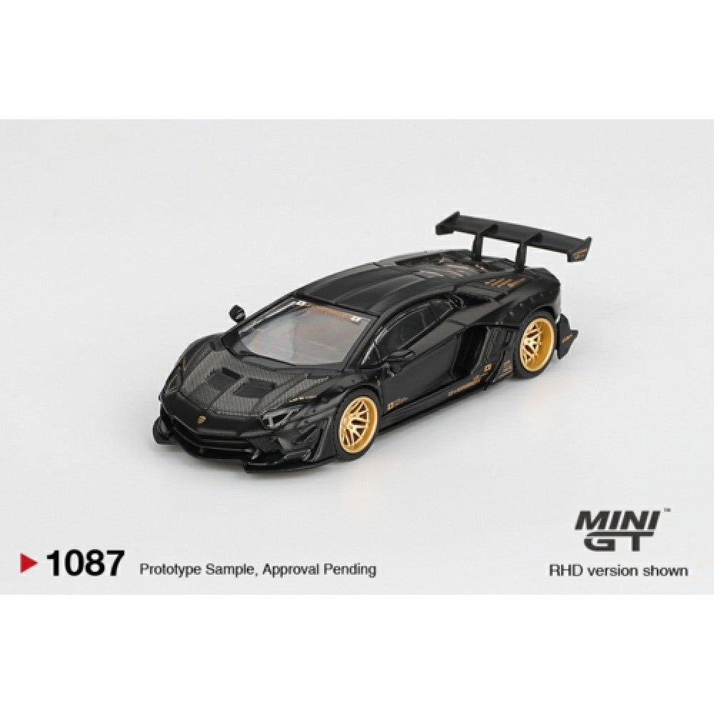 PRE ORDER STOCKS DUE JANUARY / FEBRUARY 2026 1:64 MINI GT MGT01087-BL LB WORKS LAMBORGHINI AVENTADOR LIMITED EDITION MATTE BLACK (LHD) BLISTER PACKAGING