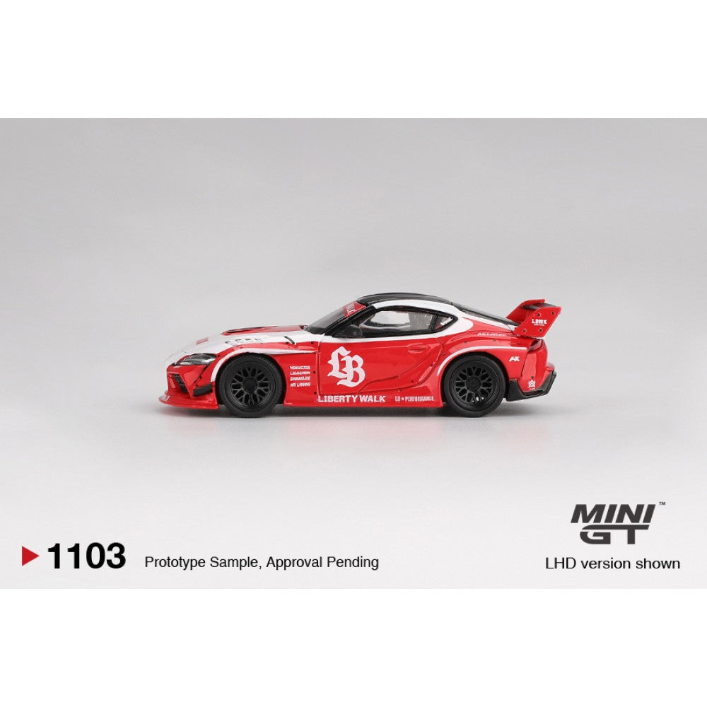 LB Works Toyota GR Supra Red / White (LHD) 1:64 Mini GT Model Car (MGT01103-L)