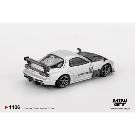 Mazda RX-7 Re-Amemiya Silver Metallic (RHD) 1:64 Mini GT Model Car (MGT01106-R)