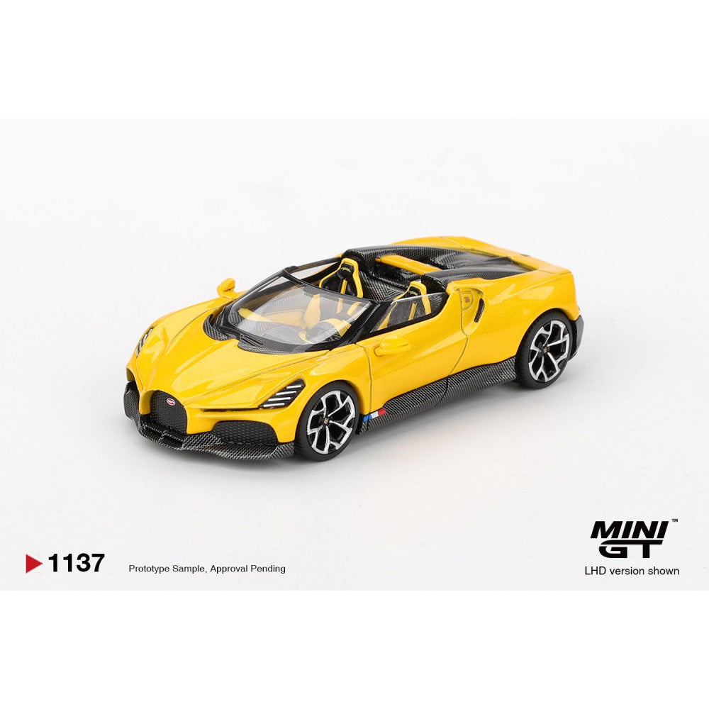Pre-Order - 1:64 MINI GT Bugatti W16 Mistral Yellow (Lhd) MGT01137-L Stocks Due Aug / Sept 2026