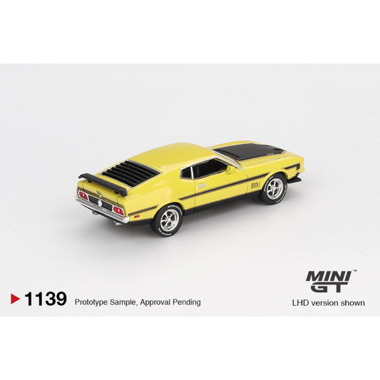 Ford Mustang Mach 1 Grabber Yellow (LHD) Blister Packaging 1:64 Mini GT Model Car (MGT01139-BL)