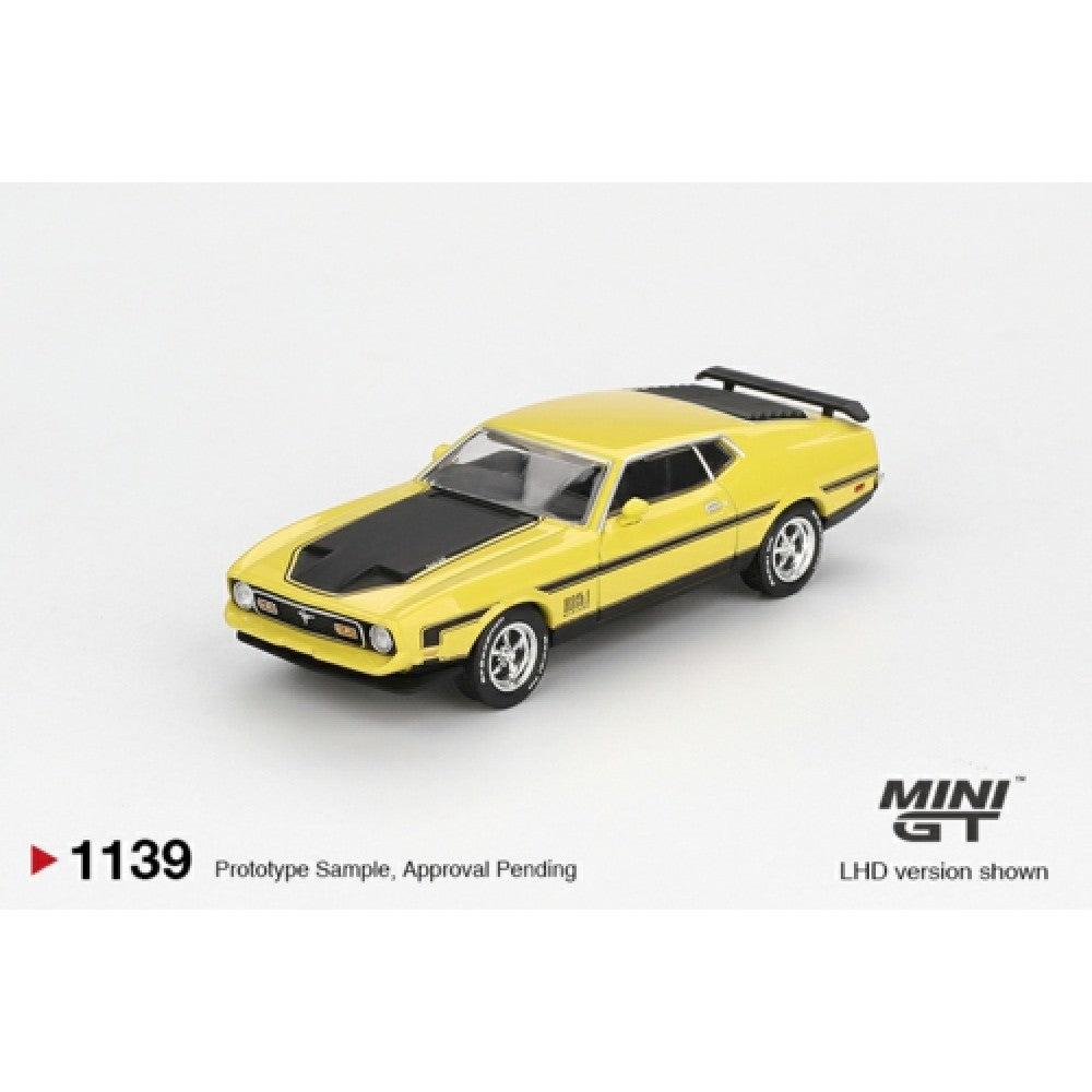 Pre-Order - 1:64 MINI GT Ford Mustang Mach1 Grabber Yellow (LHD) Blister Packaging MGT01139-BL Stocks Due Apr / May 2026