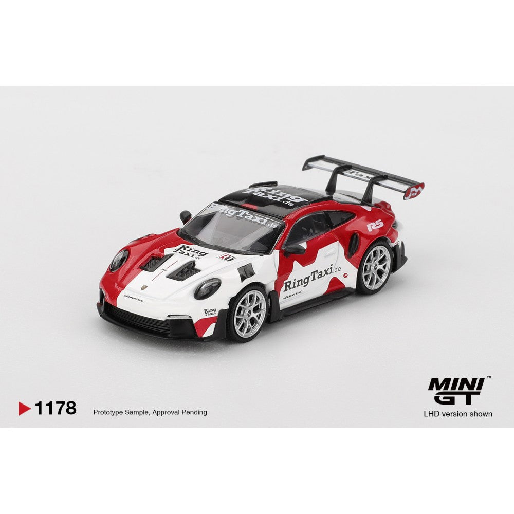 Pre-Order - 1:64 MINI GT Porsche 911 (992) GT3 RS Weissach Ringtaxi.Com (Lhd) Blister Packaging MGT01178-BL Stocks Due Aug / Sept 2026