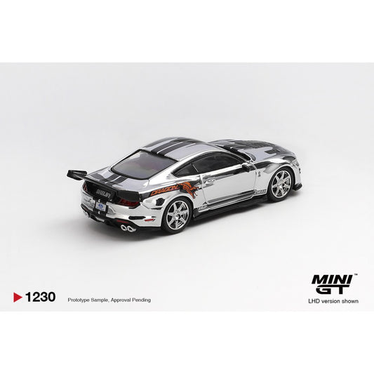 Pre-Order – Shelby GT500 Dragon Snake Concept Chrome Silver (LHD) Blister Packaging MGT01230-BL Stocks Due Feb / Mar 2027 1:64 Mini GT Diecast Model Stocks Due Feb / Mar 2027