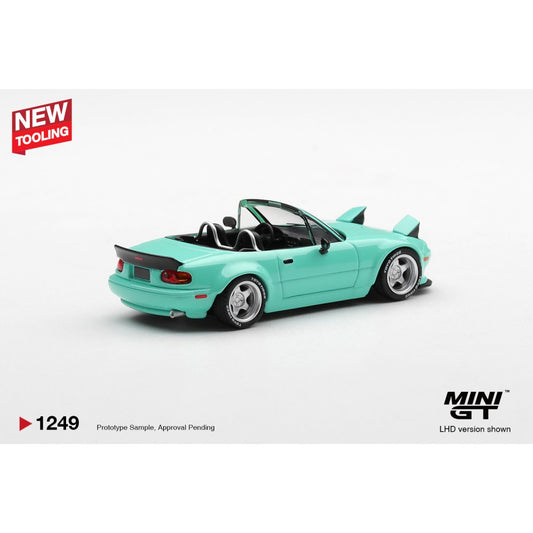 Pre-Order – Mazda MX-5 (NA) Pandem Mint Green (LHD) Blister Packaging MGT01249-BL Stocks Due Mar / Apr 2027 1:64 Mini GT Diecast Model Stocks Due Mar / Apr 2027