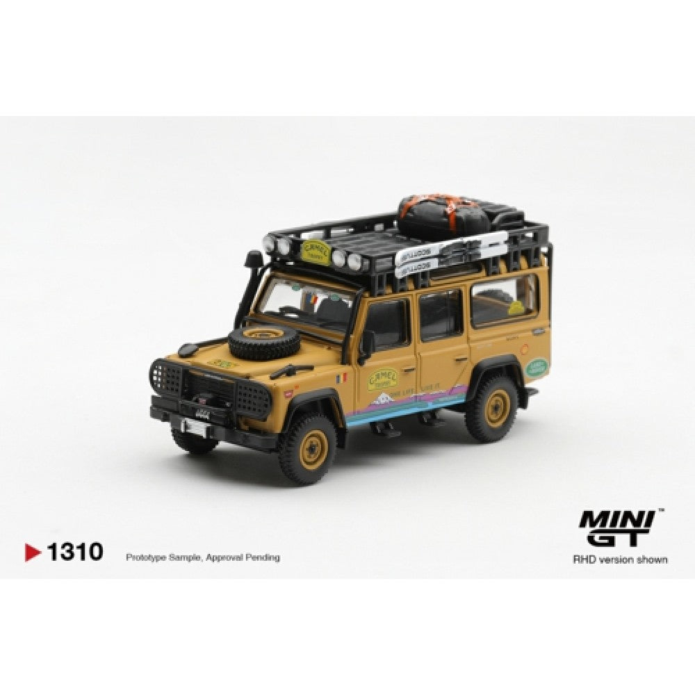 Pre-Order – Land Rover Defender 110 1998 Camel Trophy Tierra Del Fuego CT.36 Romania (RHD) MGT01310-R Stocks Due Jan / Feb 2027 1:64 Mini GT Diecast Model