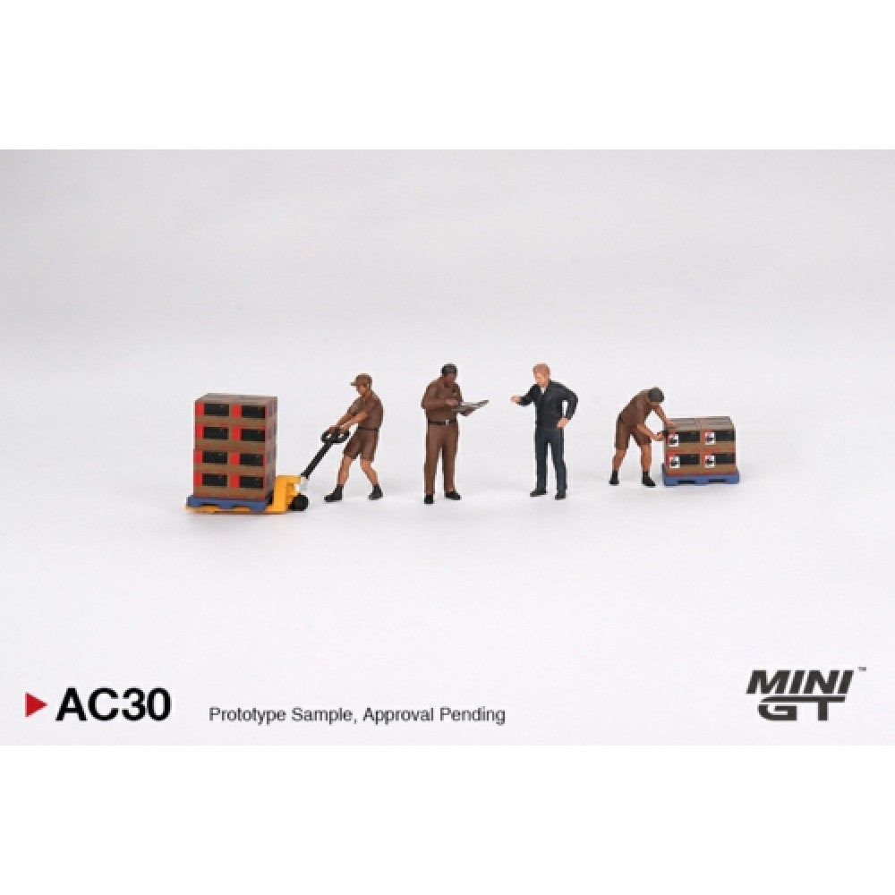 Available to Order from Supplier – 1:64 MINI GT Figurine Ups Driver And Workers MGTAC30