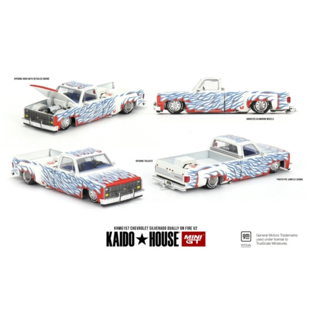 Available to Order from Supplier – 1:64 MINI GT Chevrolet Silverado Dually On Fire V2 MGTKHMG157
