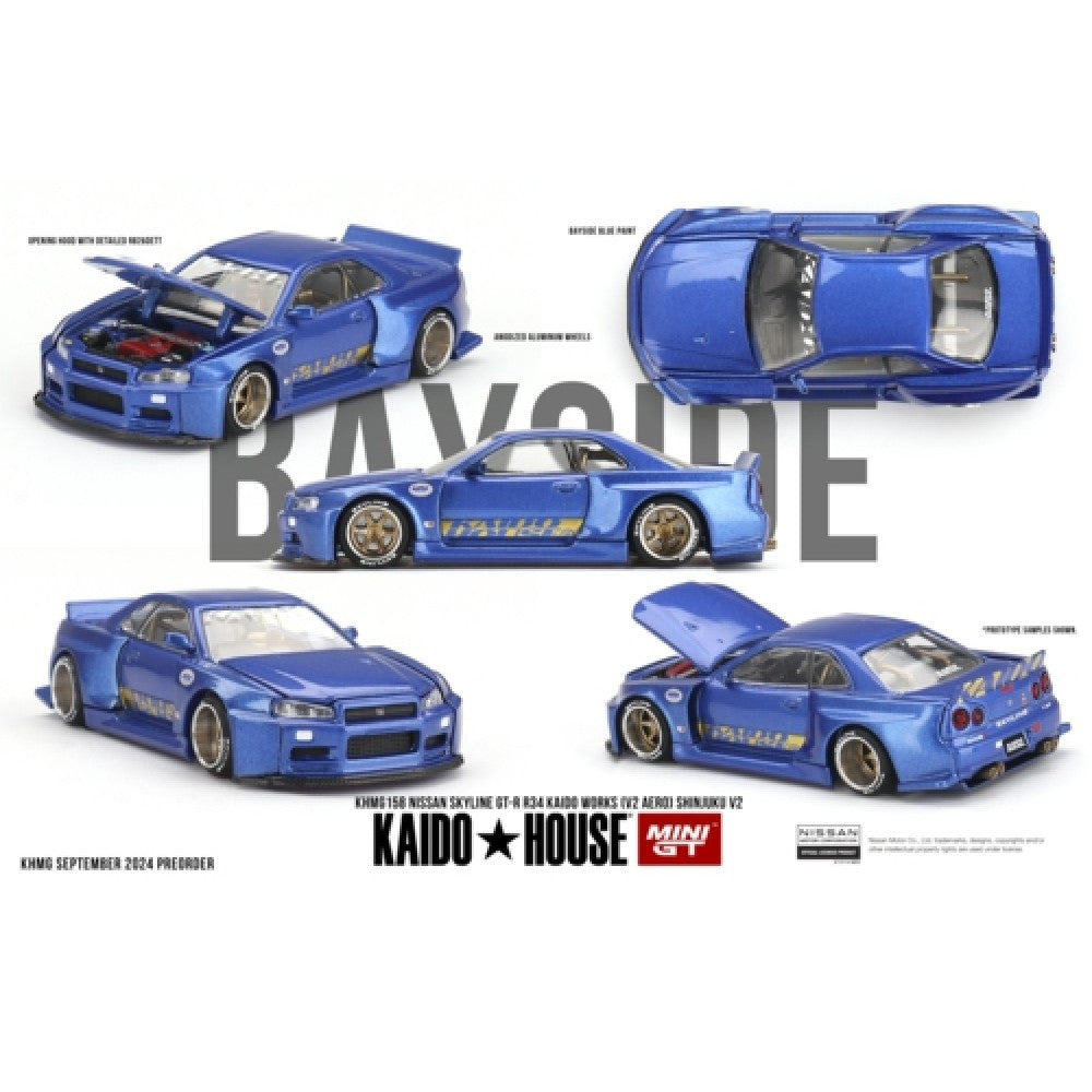 Available to Order from Supplier – 1:64 MINI GT Nissan Skyline Gt-R (R34) Kaido Works (V2 Aero) Shinjuku V2 MGTKHMG158