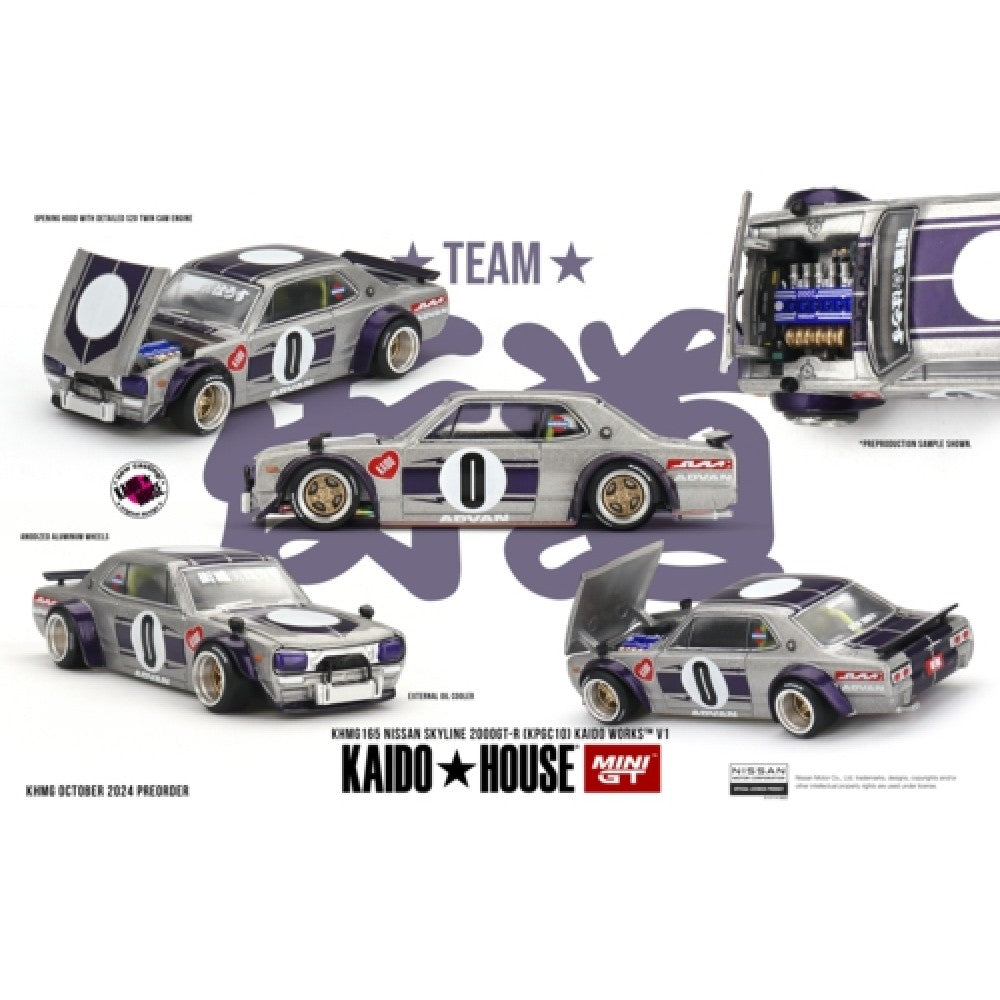 1:64 MINI GT MGTKHMG165 KAIDO HOUSE NISSAN SKYLINE GT-R (KPGC10) KAIDO WORKS V1 (NEW CASTING)