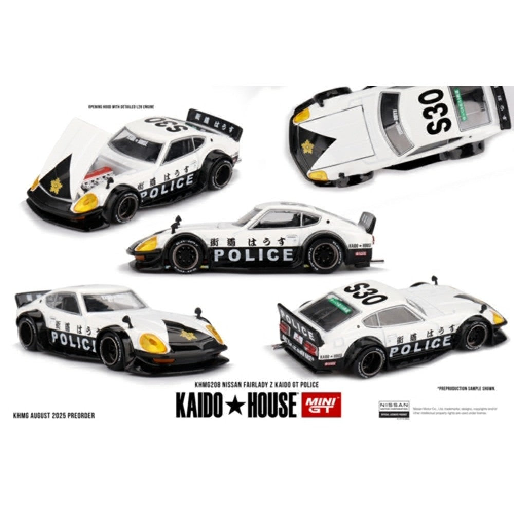 PRE ORDER STOCKS DUE JANUARY / FEBRUARY 2026 1:64 MINI GT MGTKHMG208 NISSAN FAIRLADY Z KAIDO GT POLICE