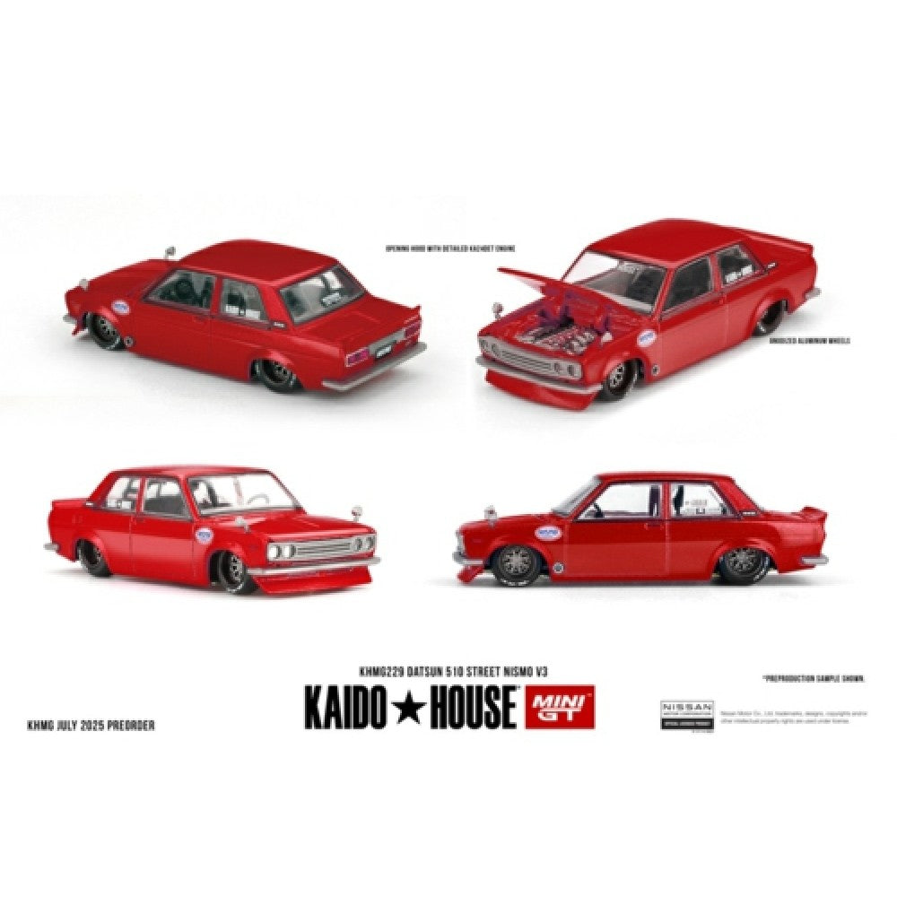 PRE ORDER STOCKS DUE DECEMBER 2025 / JANUARY 2026 1:64 MINI GT MGTKHMG229 DATSUN 510 STREET NISMO V3