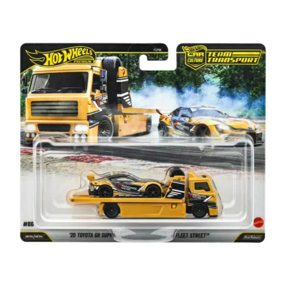 Available to Order – MHWFLF56-JHX87 HOT WHEELS TEAM TRANSPORT '20 TOYOTA GR SUPRA FLEET STREET #86 (MHWFLF56-JHX87)