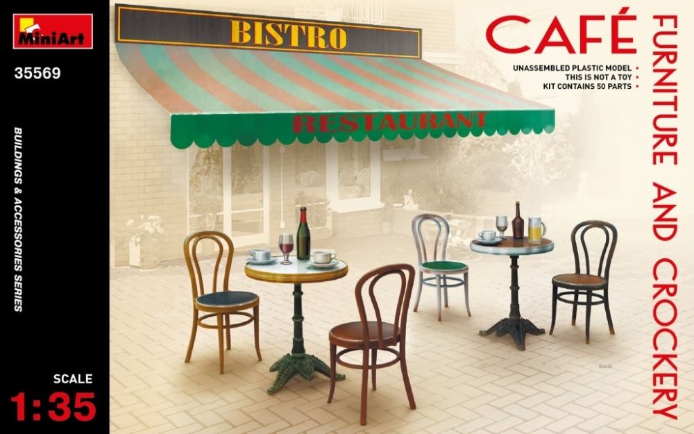 Cafe Furniture and Crockery 1:35 Miniart Model