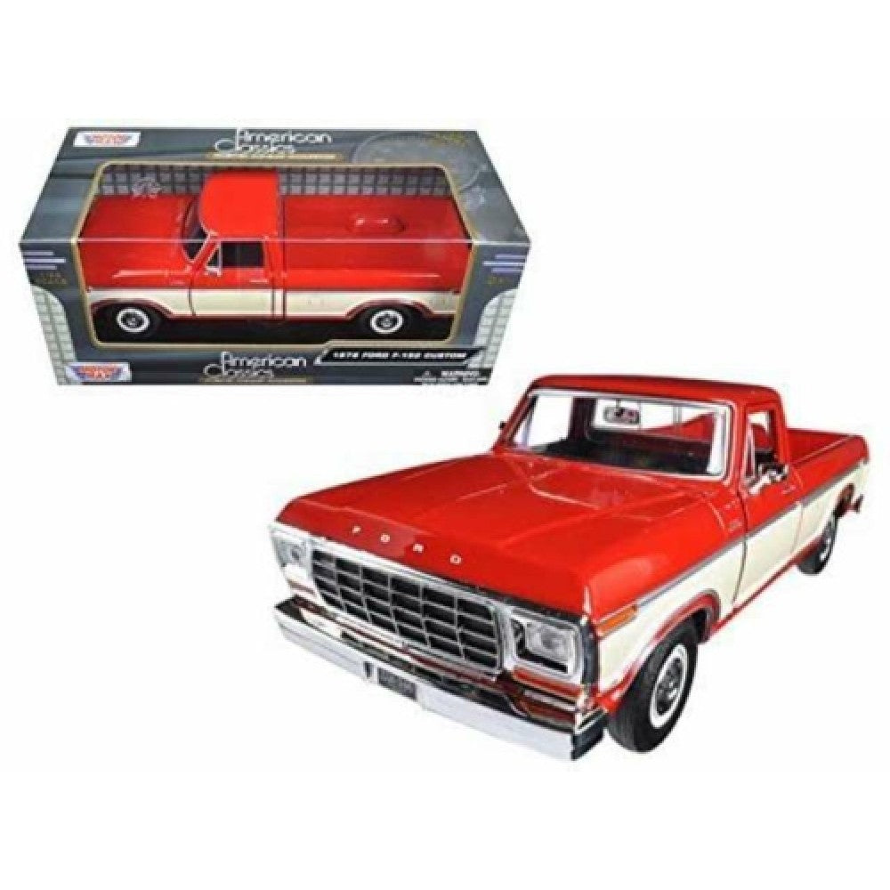 Available to Order – 1979 Ford F150 Pick up Custom Red and White 1:24 MotorMax Model (MTX79346RW)