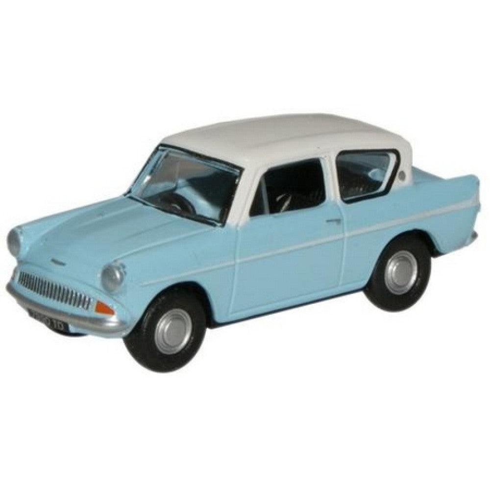 Available to Order – Light Blue/ermine White Ford Anglia 1:76 Oxford Diecast Model (OX76105007)