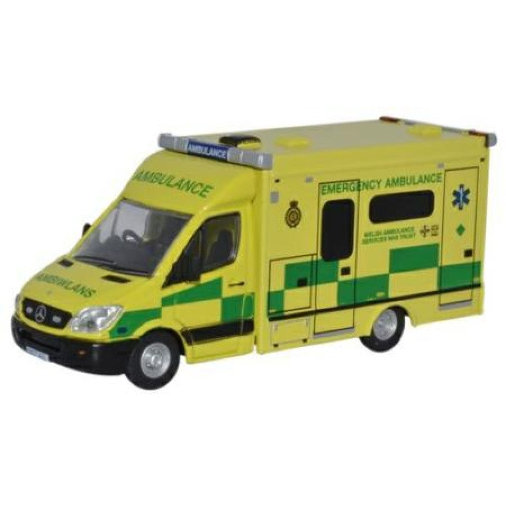 Available to Order – Welsh Modern Mercedes Ambulance 1:76 Oxford Diecast Model (OX76MA001)