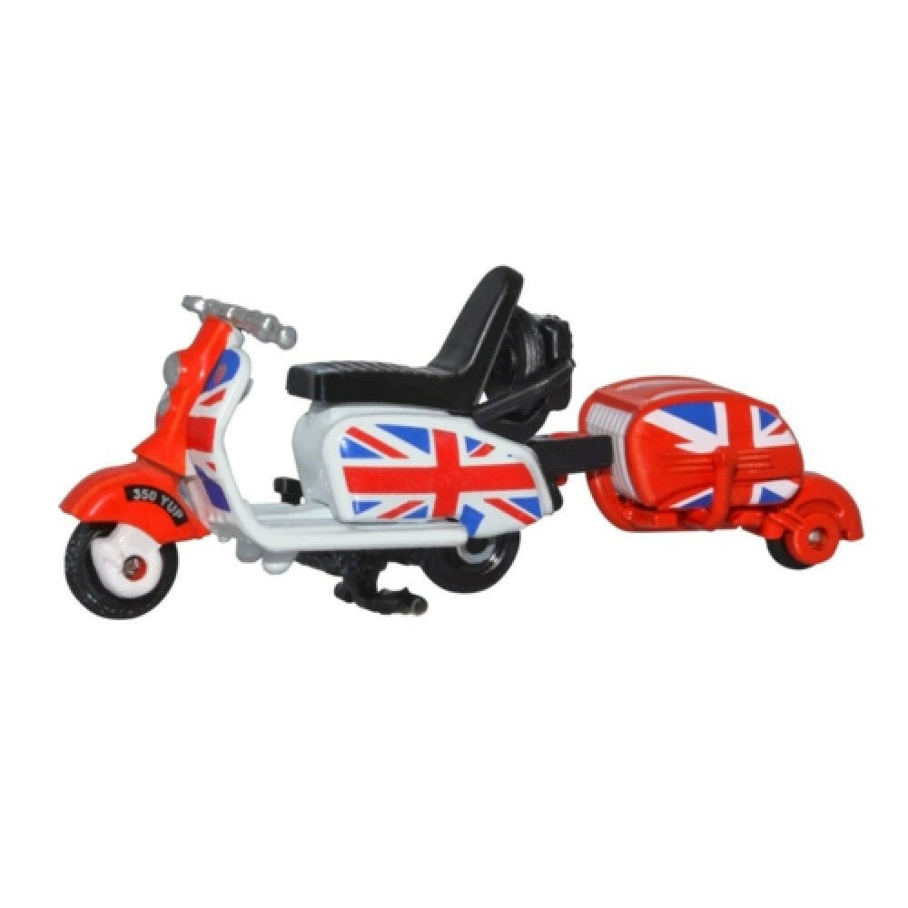 Available to Order – Scooter and Trailer Union Jack 1:76 Oxford Diecast Model (OX76SC002)