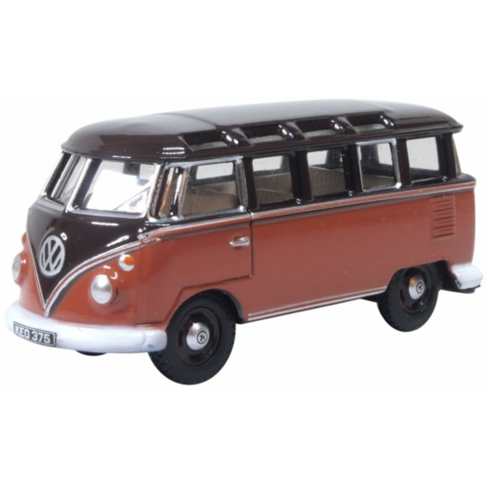 Available to Order – VW T1 Samba Bus Sealing Wax Red/chestnut Brown 1:76 Oxford Diecast Model (OX76VWS012)