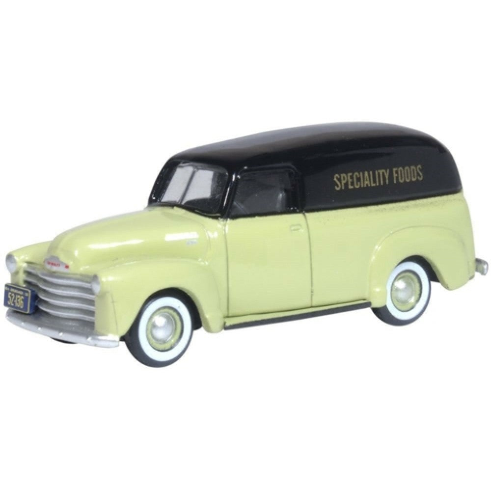 Available to Order – Chevrolet Panel Van 1950 Speciality Foods 1:87 Oxford Diecast Model (OX87CV50004)