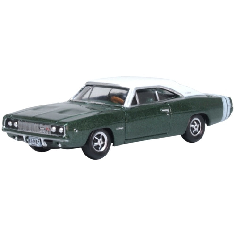 Available to Order – 1968 Dodge Charger Racing Green/white 1:87 Oxford Diecast Model (OX87DC68005)