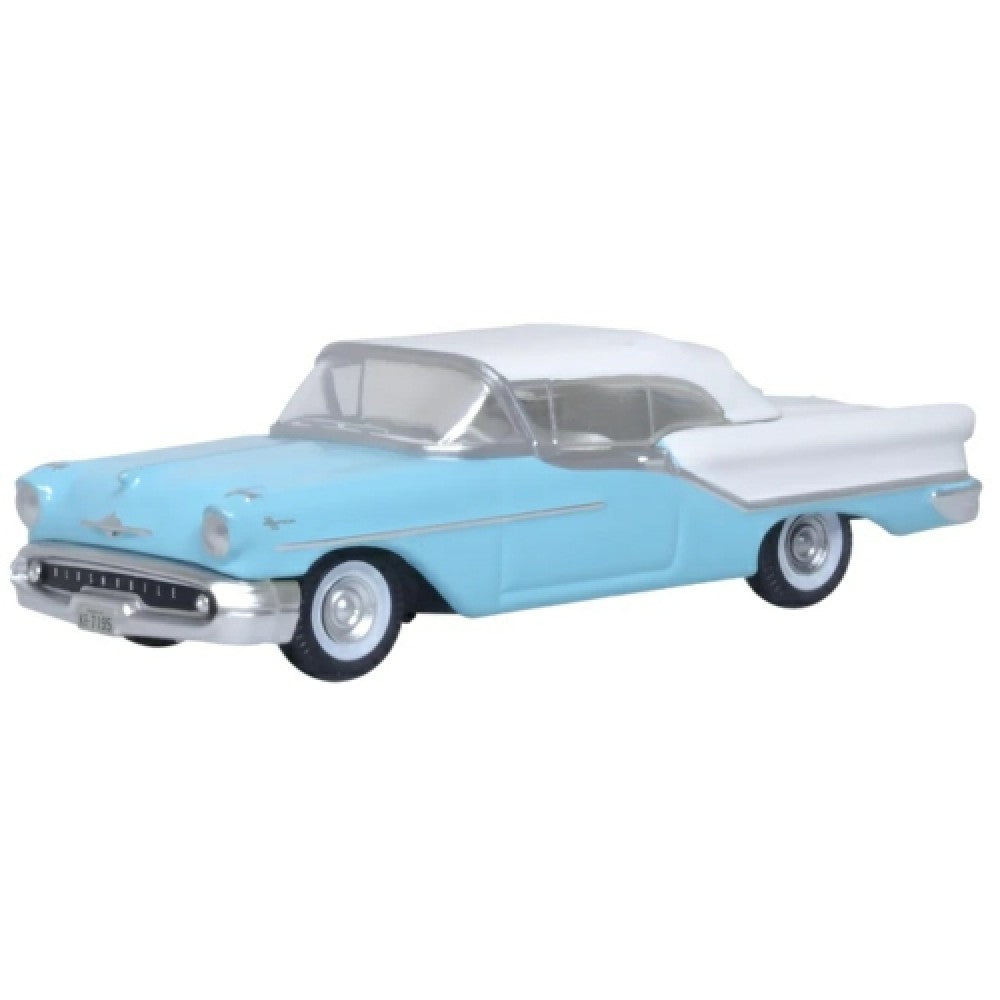 Available to Order – Banff Blue/alcan White Oldsmobile 88 Convertible 1957 (roof Up) 1:87 Oxford Diecast Model (OX87OC57002)