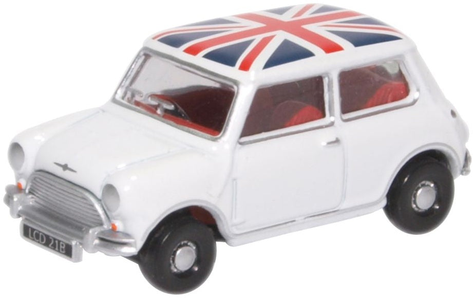 Austin Mini Cooper White Union Jack 1:76 Oxford Diecast Model