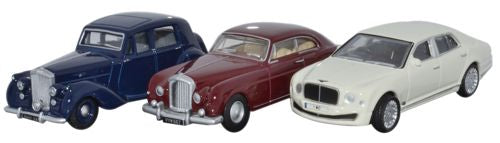 3 Piece Bentley Set (MkVI/Cont./Mulsanne) 1:76 Oxford Diecast Model