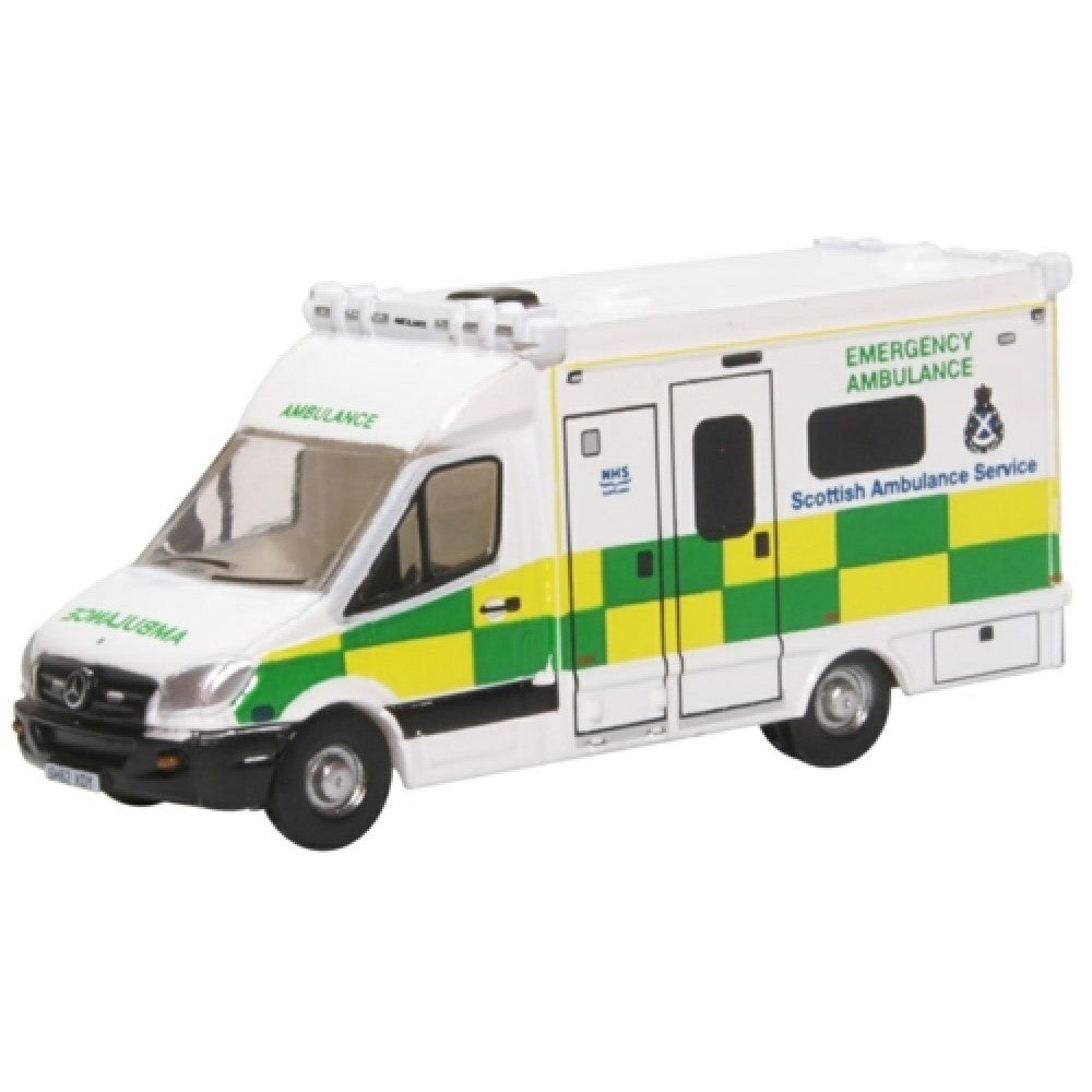 Available to Order – N Gauge Mercedes Ambulance Scottish Ambulance Service Oxford Diecast Model (OXNMA004)