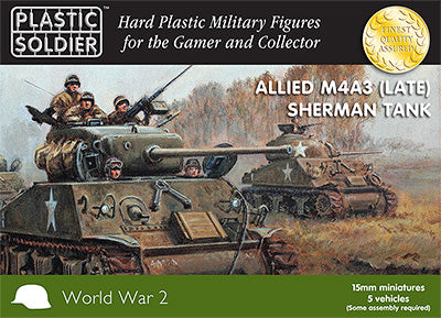 Available To Order – Sherman M4A3 (Late) Tank (Easy Assembly) 15MM Plastic Soldier Company Model (PLA WW2V15014)