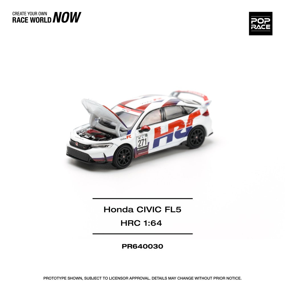 Honda Civic Type-R (FL5) Tcr Hrc with Opening Hood 1:64 Pop Race Model Car (PR640030)