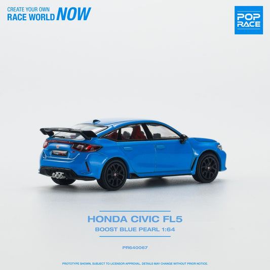 Honda Civic Type R FL5 Boost Blue Pearl 1:64 Pop Race Model Car (PR640067)
