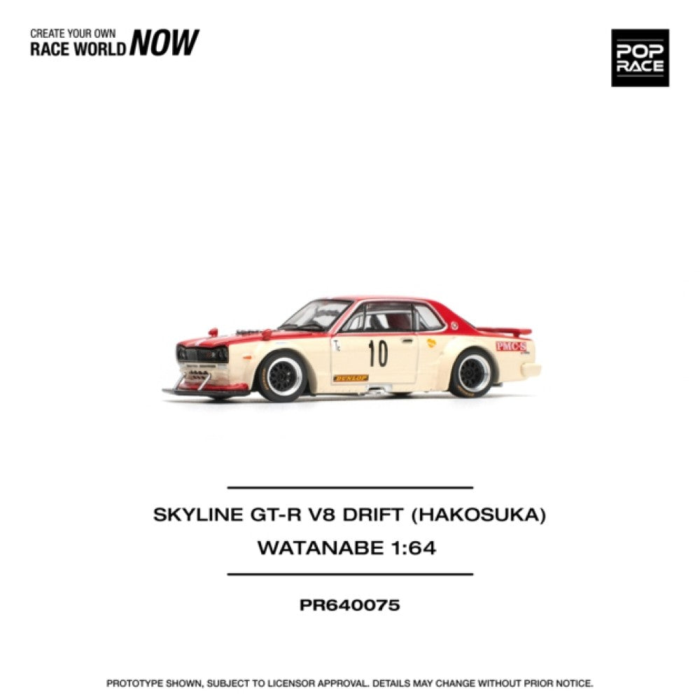 PRE ORDER STOCKS DUE JULY / AUGUST 2025 1:64 POP RACE PR640075 NISSAN SKYLINE GT-R V8 DRIFT (HAKOSUKA) - WATANABE