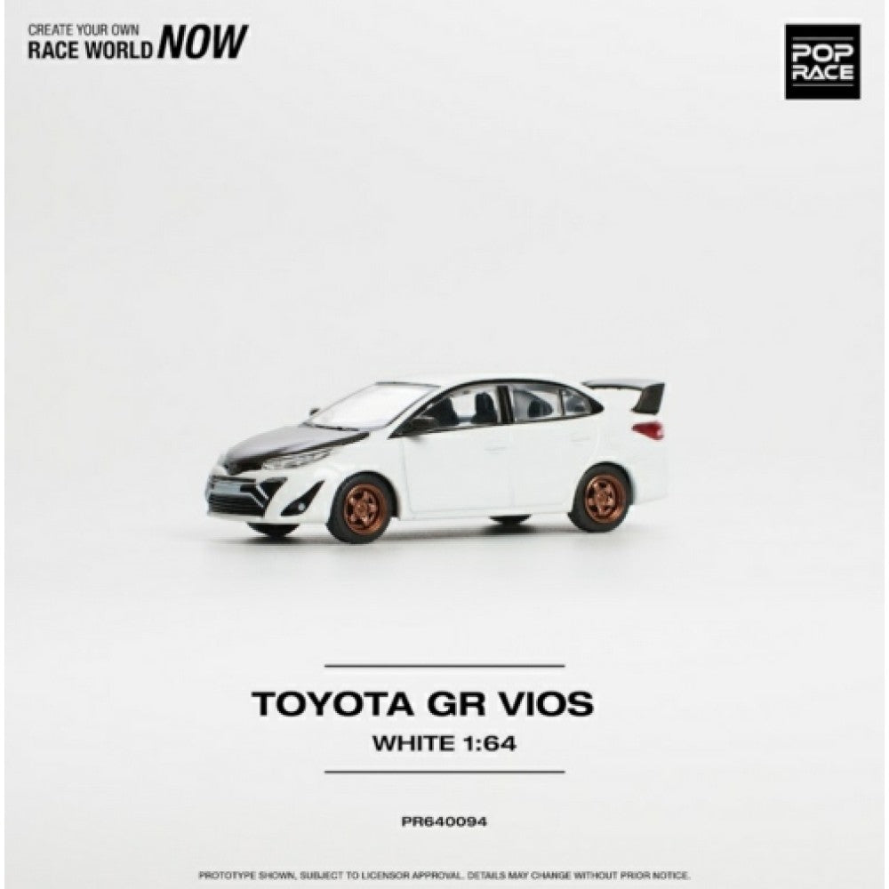 Available to Order from Supplier – 1:64 POP RACE Toyota GR Vios White - PR640094