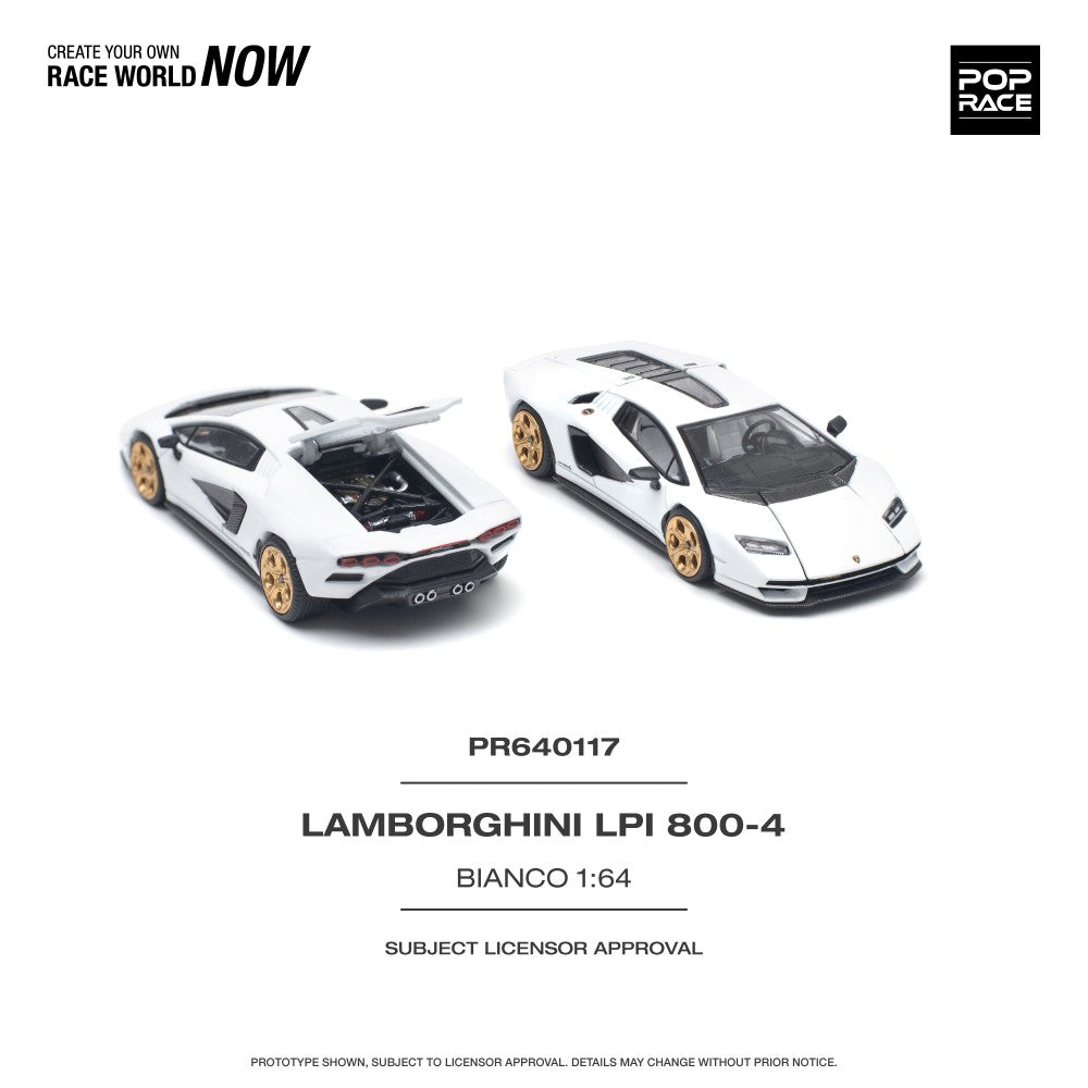 Lamborghini Countach LPI 800-4 Bianco Siderale 1:64 Pop Race Model Car (PR640117)