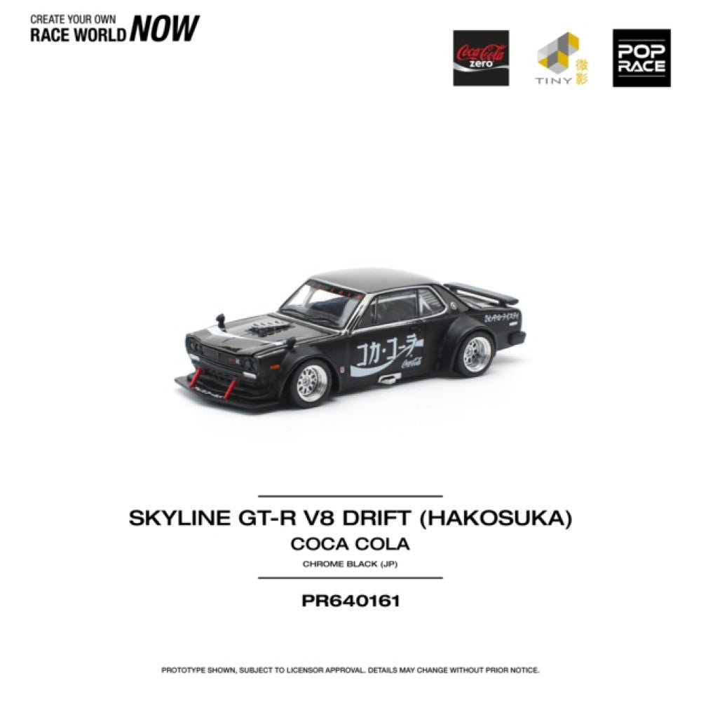 Nissan Skyline GT-R Drift (Hakosuka) Coca Cola Zero Jp Black Chrome 1:64 Pop Race (PR640161)