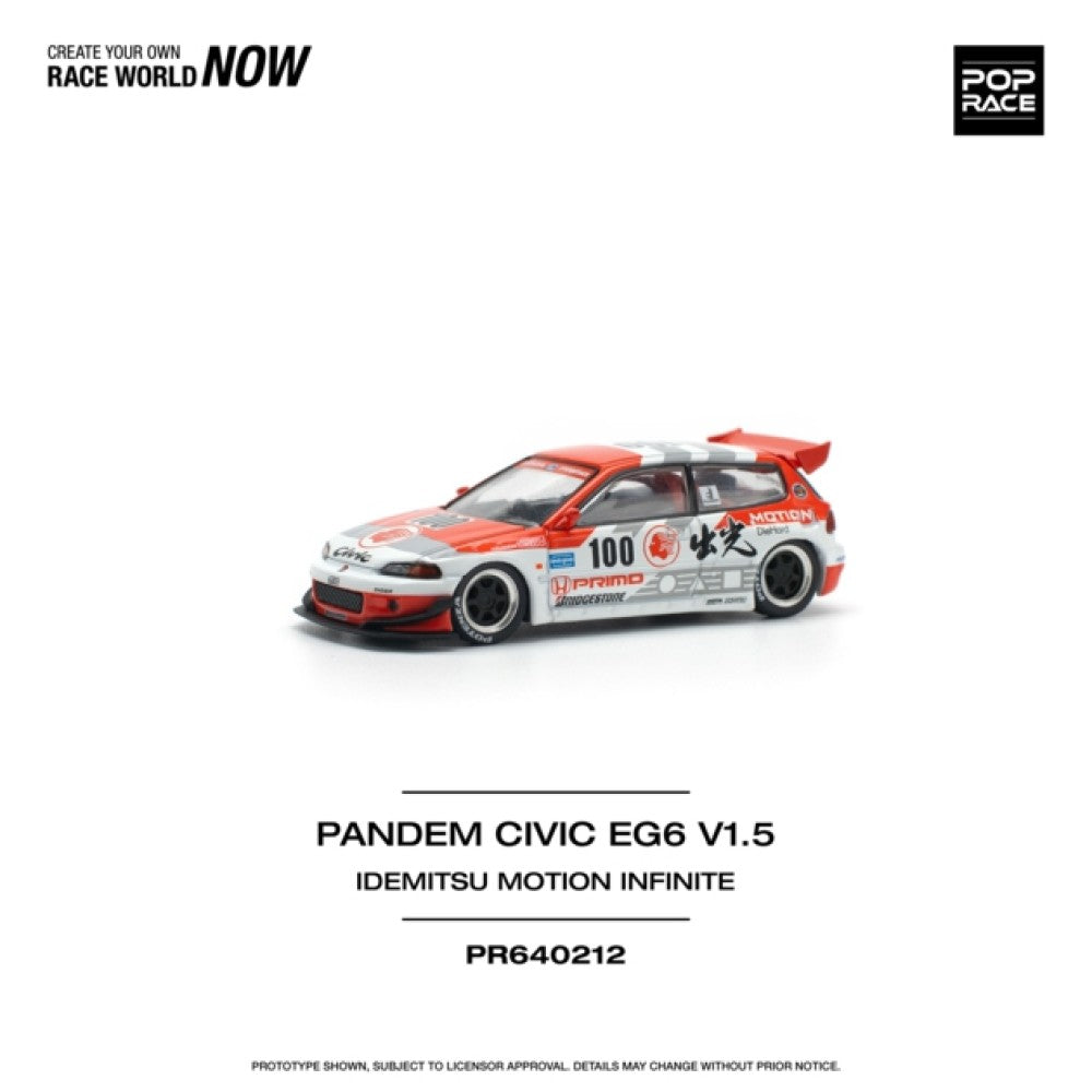 1:64 POP RACE PR640212 HONDA PANDEM CIVIC EG6 V1.5 IDEMITSU MOTION INFINITE