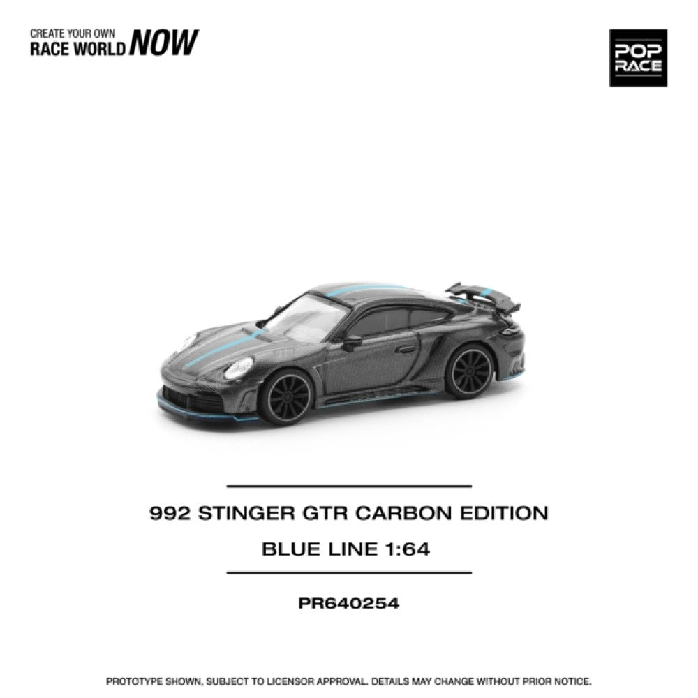 PRE ORDER STOCKS DUE OCTOBER / NOVEMBER 2025 1/64 POP RACE PR640254 STINGER GTR CARBON EDITION (BLUE LINE)