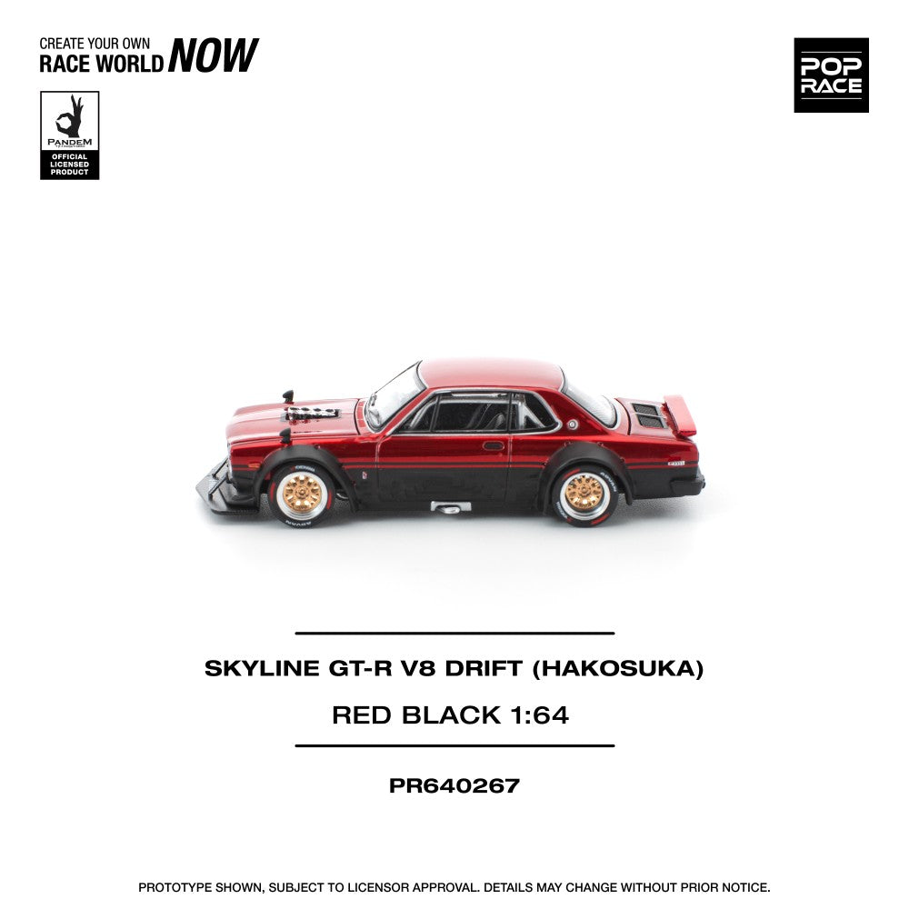 Pre-Order – Nissan Skyline GT-R V8 Drift (Hakosuka) Red/Black 1:64 Pop Race Model Car (PR640267) Stocks Due Jul / Aug 2026