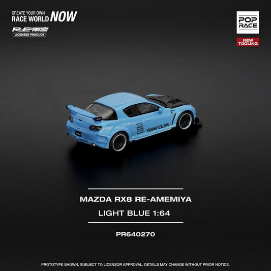 Mazda RX-8 Re-Amemiya Light Blue 1:64 Pop Race Model Car (PR640270)