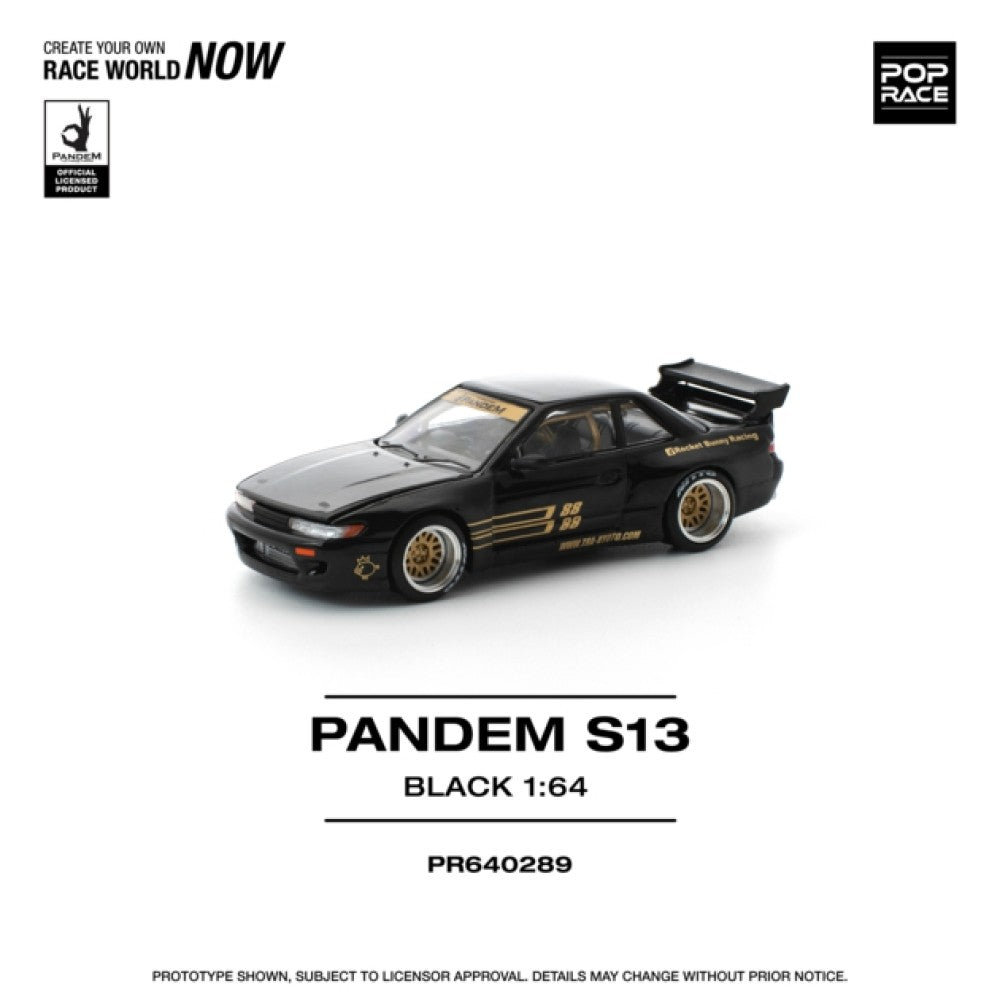 PRE ORDER STOCKS DUE NOVEMBER / DECEMBER 2025 1:64 POP RACE PR640289 PANDEM NISSAN SILVIA S13 - BLACK